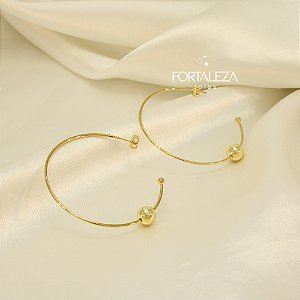 Brinco Argola com Bolinha Banhado a Ouro 18k
