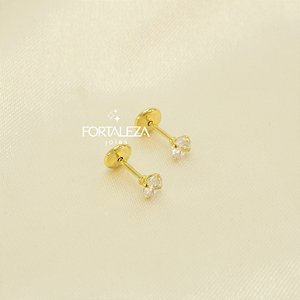 Brinco Ponto de Luz com Zircônia Cristal Banhado a Ouro 18k