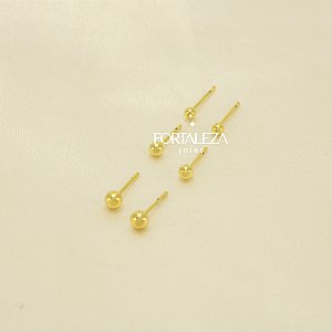 Brinco em Trio de Bolinha Polida Banhado a Ouro 18k