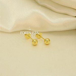 Brinco de Bolinha Polida Banhado a Ouro 18k