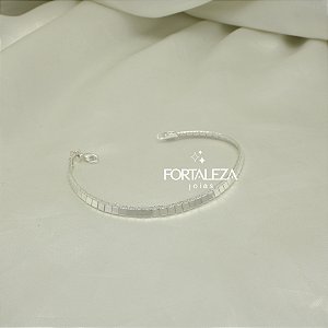 Pulseira Rígida com Design Espelhado Banhado a Prata 925