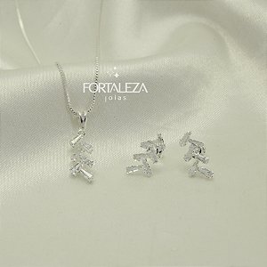 Conjunto Trabalhando em Zircônia Cristal Banhado a Prata