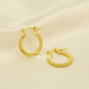 Brinco Argola Texturizado Banhado a Ouro 18k