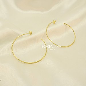 Brinco Argola de Aro Liso 5cm Banhado a Ouro 18k