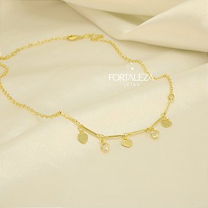 Gargantilha com Corações Banhado a Ouro 18k