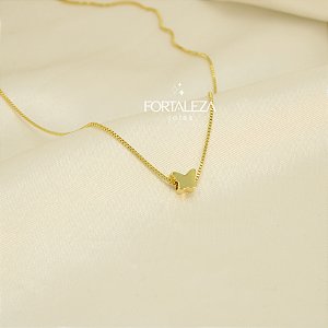 Gargantilha de Borboleta Banhado a Ouro 18k