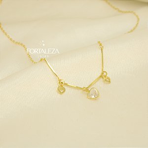 Gargantilha de Corações Banhado a Ouro 18k