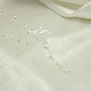 Gargantilha Terço Nossa Senhora Banhado a Prata 925