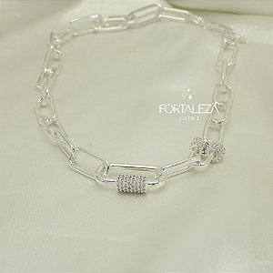 Choker de Elo Cartier com Zircônias Banhado a Prata 925
