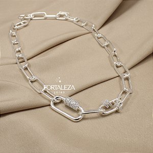 Choker de Elo Cartier com Zircônias Banhado a Prata 925