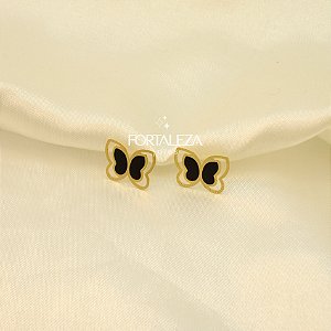 Brinco de Borboleta com Resina Banhado a Ouro 18k