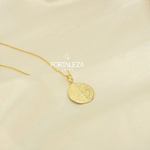 Gargantilha Cruz de São Bento Banhado a Ouro 18k