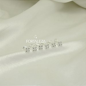 Brinco em Trio Trevo de Zircônia Cristal Banhado a Prata 925