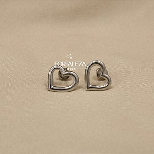 Brinco de Coração Vazado em Aço Inox