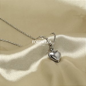 Gargantilha de Coração Polido em Aço Inox