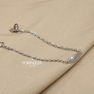 Pulseira com Plaquinha em Aço Inox