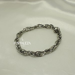 Pulseira de Elos Entrelaçados em Aço Inox