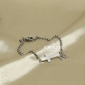 Pulseira Cruz e Fé em Aço Inox