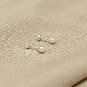 Brinco de Bolinha Polida Banhado a Prata