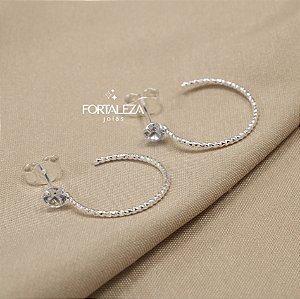 Brinco Argola com Ponto de Luz Banhado a Prata 925