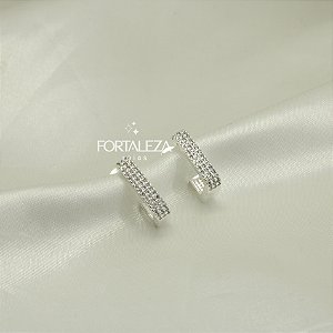 Brinco Argola Cravejado em Zircônia Banhado a Prata 925