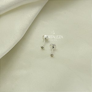 Brinco Ponto de Luz com Zircônia Cristal Banhado a Prata