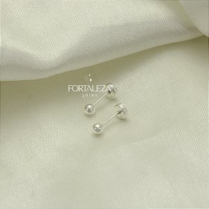 Brinco de Bolinha Polida Banhado a Prata