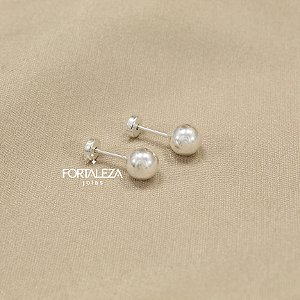 Brinco de Bolinha Polida Banhado a Prata