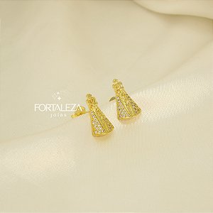 Brinco Nossa Senhora Aparecida Cravejada Banhado a Ouro 18k