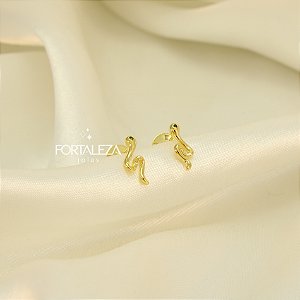 Brinco Cobra com Detalhe de Zircônia Banhado a Ouro 18k