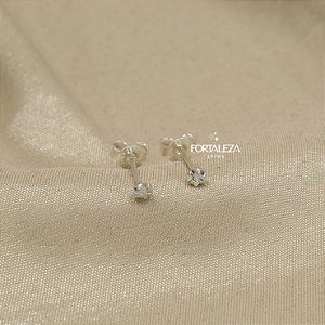 Brinco Estrela de Zircônia Cristal em Prata 925