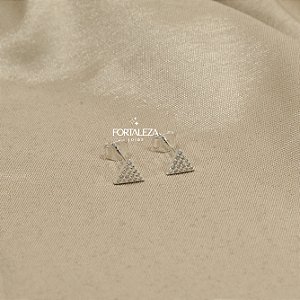 Brinco Triângulo Cravejado com Zircônia Cristal em Prata 925