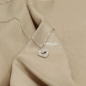 Gargantilha de Coração com Zircônia Cristal em Prata 925