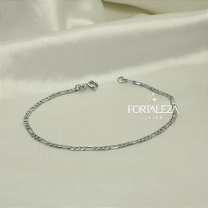 Pulseira Fígaro Banhado a Ouro Branco