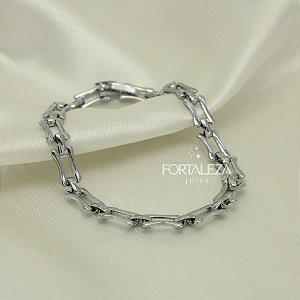 Pulseira Trabalhada Banhado a Ouro Branco