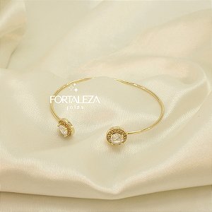 Bracelete com Detalhe Cravejado Banhado a Ouro 18k