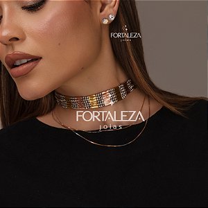 Corrente Retrátil Magnética Prata 925 e Banhado a Ouro 18k