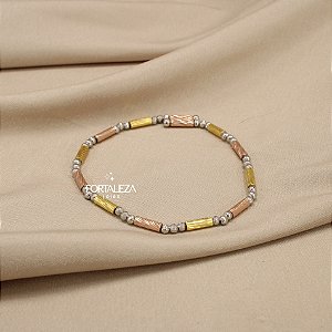 Pulseira e Anel Magnético em Prata 925 Banhado a Ouro 18k