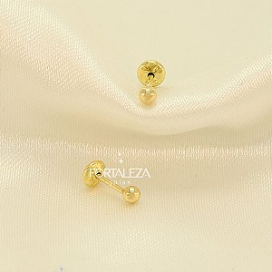 Brinco de Bolinha Polida Banhado a Ouro 18k