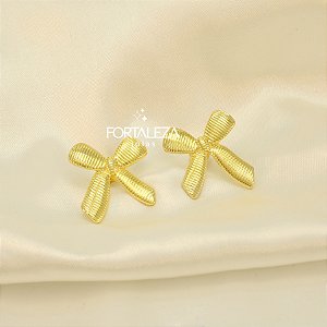 Brinco de Laço Texturizado Banhado a Ouro 18k
