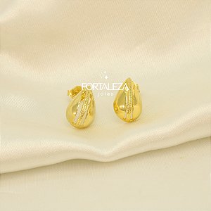 Brinco Gota com Design Vazado Banhado a Ouro 18k