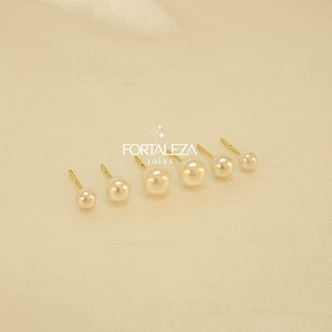 Brinco em Trio de Pérolas Banhado a Ouro 18k