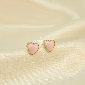 Brinco de Coração com Resina Banhado a Ouro 18k