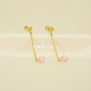 Brinco Pêndulo com Zircônia Banhado a Ouro 18k