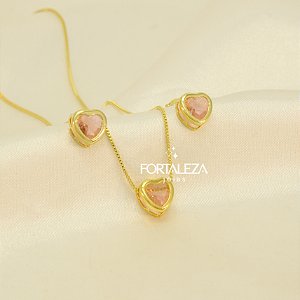 Conjunto de Ciração com Zircônia Banhado a Ouro 18k