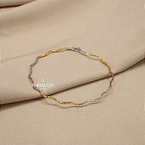 Pulseira Ondulada em Prata 925 Banhado a Ouro 18k