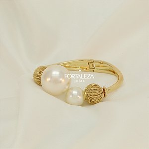 Bracelete Design de Pérolas Banhado a Ouro 18k