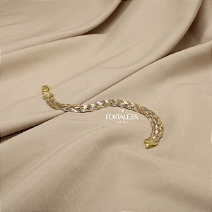 Pulseira com Design Trançado em Prata 925 Banhado a Ouro 18k