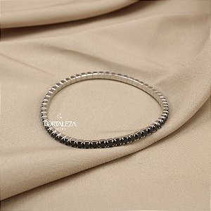 Pulseira Riviera Cravejada com Zircônia Ônix em Prata 925