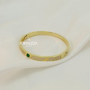 Bracelete Cravejado com Zircônia Cristal Banhado a Ouro 18k